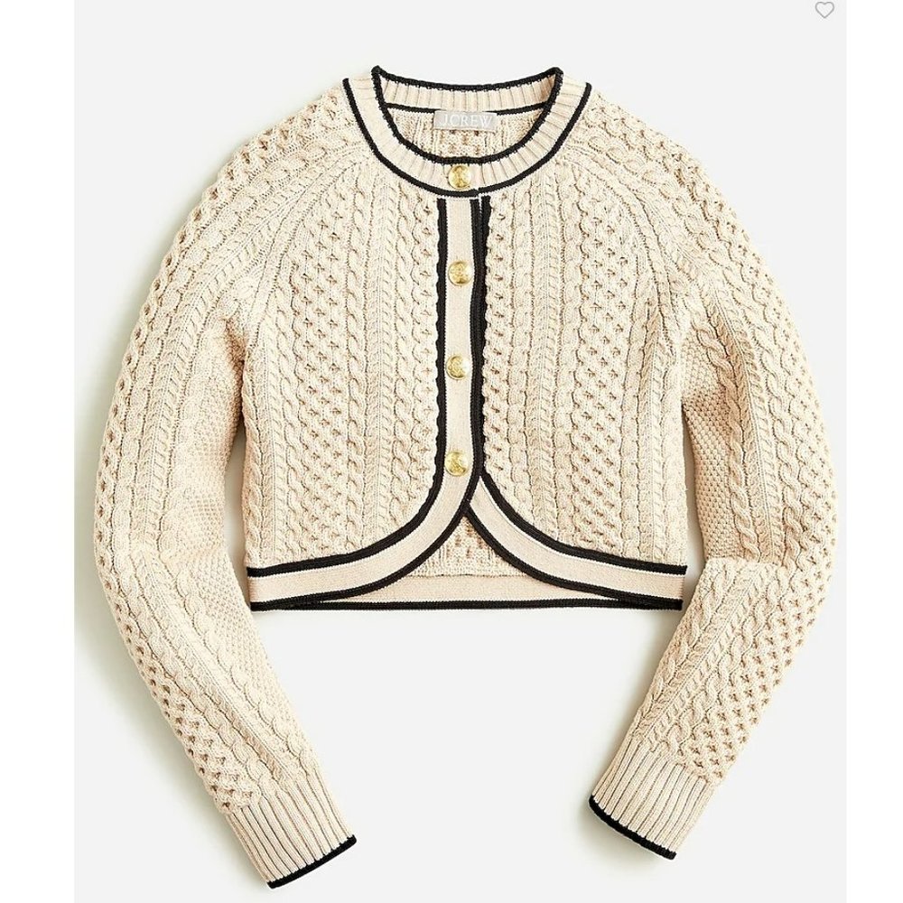 NWT J.Crew Cropped Cable Knit Sweater Lady Jacket S Item BO175